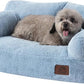 Hollypet Fluffy Plush Pet Cat Couch Soft Calming Pet Sofa Beds for Medium Small Cats and Dogs, Sky Blue