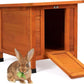 Coziwow Rabbit Hutch, Outdoor Cat House Weatherproof, Bunny Cage Indoor with Openable, Portable Small Animals Shelters with Nonslip Ramp for Hideout Rabbits/Feral Cats/Chicken/Small Animals-Orange
