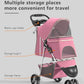 Pet Stroller with 3 Wheels for Small/Medium Pets, Portable Travel Foldable Carrier Jogger for Dog Cat Puppy Kitty, Rear Wheel Breaks, Storage Basket, Visible Mesh with Weather Cover (Pink)