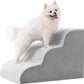 MIHIKK Dog Stairs Ramp, Curved 3-Step Dog Steps for Small Dogs and Cats, Pet Stairs for High Beds and Couch with Anti-Slip Washable Cover and Durable High Density Foam, Grey