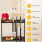 Pool Cue Stick Holder - Floor Stand Billiards Rack Oak Solid Wooden Holds 9 Cues and Pool Table Accessories Organizer