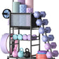 Mythinglogic Dumbbell Rack for Home Gym, Weight Rack for Dumbbells, Multifunctional Yoga Mat Holder for Barbell plates and Kettlebells, Home Gym Storage Rack with Casters