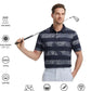 Men's Golf Polo Shirts Short Sleeve Striped Performance Moisture Wicking Dry Fit Golf Shirts for Men
