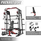 Mikolo Smith Machine, 2200lbs Squat Rack with LAT-Pull Down System & Cable Crossover Machine, Training Equipment with Leg Hold-Down Attachment