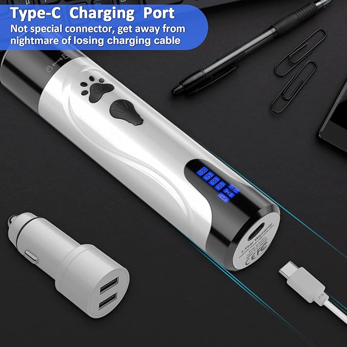 YABIFE Dog Nail Trimmers and Dog Nail Clippers Kit, Whisper Quiet Electric Grinder with Light, for Small, Medium, Large Dogs, Cats Toenail Grooming, 3 Speeds