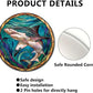 Lygond Metal Sign Tin Sign Circular Stained Glass Shark Decor Outdoor for Patio 12×12 Inches