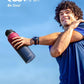 Water Bottle 40 oz Insulated with Straw&Brush, Coolflask Vaccum Stainless Steel Metal 3 Lids Water Flask for Sports, Gym or Office, Keep Cold 48H Hot 24H, Ombre Wine/Navy