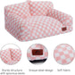Hollypet Fluffy Plush Dog Cat Pet Couch Soft Calming Sofa Bed for Medium Small Cats and Dogs, Pink and White