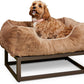 FUZI Luxury Aesthetic Dog Bed for Large Dogs with Washable Cover, Pet Couch, Pet Bed with Sides, Non-Slip Bottom, Soft and Durable Calming Dog Bed, Faux Rabbit Fur, Large 31.75x23.6x9.5 Light Brown