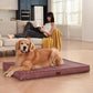 Outdoor Extra Large Dog Crate Bed, Big Waterproof Dog Bed for Large Dogs, Orthopedic Egg Foam Pet Bed Mat with Removable Cooling Cover, Pink