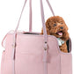 Dog Carrier Purse, Fashion Leather Pet Carrier with Pockets, Airline Approved Soft Sided Dog Carrying Bag for Puppy Cat Dog Pink