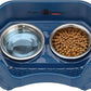 Neater Pet Brands Neater Feeder Deluxe Mess Proof Dog Bowls Elevated for Small Dogs Under 19 lbs, Made in USA, No Spill Raised Dog Food Bowl Stand Feeding Station, Food and Water Bowl Set, Dark Blue