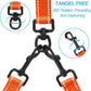 PetBonus Double Dog Leash, No Tangle Dual Leash, Reflective Walking Training Lead, 4 Comfortable Padded Handles for 2 Dogs with Collapsible Bowl and Waste Bags (Orange, Large)