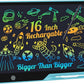 LCD Writing Tablet,16 Inch Colorful Screen Rechargeable Doodle Board Toddler Educational Toys for 3 4 5 6 Years Old Boys Girls Reusable Portable Drawing Tablet Christmas Toys Gifts for Kids (Blue)