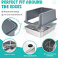 Litter Box with Lid, Stainless Steel Litter Box, 10" Metal Litter Tray High Sides, Small Litter Pan for Kittens, Enclosed Cat Litter Pan, Non-Sticky Covered Grey, Easy Clean