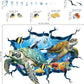 decalmile 3D Under The Sea Turtle Wall Decals Underwater Ocean Fish Broken Wall Stickers Kids Bedroom Living Room Bathroom Wall Decor
