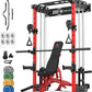 Wall Mounted Power Rack – 1600LB Capacity Compact Commercial Home Gym with Dual Cable Crossover, LAT Pulldown, Multi-Grip Pull-Up Bar & Landmine Attachment for Small Spaces, P67 Striker Red