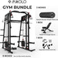 Mikolo Smith Machine, 2200lbs Squat Rack with LAT-Pull Down System & Cable Crossover Machine, Training Equipment with Leg Hold-Down Attachment