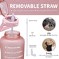 64oz,100oz,128oz Large Motivational Water Bottle with Time Marker, Leakproof & BPA Free Half Gallon Big Water Bottle with Straw Handle Tritan Frosted Water Jug for Gym,Fitness,Outdoor Sports