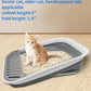 BNOSDM Collapsible Small Cat Litter Box for Kittens Open Potty Pan Foldable Cat Toilet with Scoop Senior Kitty Travel Shallow Litters Boxes Anti-Splash Waterproof Grey 17.7"×13.4"