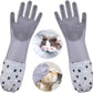 Dog Washing Gloves, Pet Grooming Gloves with Soft Brushes, Bathing and Massaging for Dogs and Cats, Silicone Heat Resistant Cleaning Gloves with High-Density Teeth (Gray)