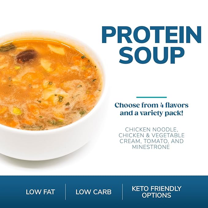 WonderSlim Protein Soup, Chicken Noodle, 70 Calories, 12g Protein, No Fat, Low Carb (7ct)