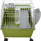PawHut 35" L Small Animal Cage, Rolling Bunny Cage, Guinea Pig Cage with Food Dish, Water Bottle, Hay Feeder, Platform, Ramp for Chinchilla, Green