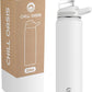 Chill Oasis Water Bottle | Compatible With Popular Flavor Cartridges | BPA Free, Leak Proof, Double-Walled Vacuum Insulated Stainless Steel, and Dishwasher Safe | Cold for 24 Hours (White, 22oz)