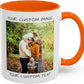 Personalized Coffee Mug – Custom Photo, Text, or Logo Ceramic Mug Tea Cup | Taza Personalizada with Picture or Message | Customized Gift Idea for Men & Women, Mom, Dad, Friends - White/Orange | 11oz