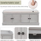 Storage Bench with 4 Doors and Adjustable Shelves, Shoe Bench with Removable Cushion for Living Room, Entryway 42.7" L x 16" W x 17.4" H (Gray Wash)