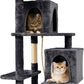59in Large Cat Tree Tower for Indoor Cats with Soft Plush Hang Ball, Two Condos, Sisal Scratch Posts & Rope Play for Kittens/Adult Cats, New Dark Grey