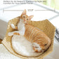 Modern Cat Tree Tower for Large Cats, Wood Cat Tower with Natural Scratching Post, Solid Wood Condo, Real Branch Luxury Cat Furniture with Curved Bed, Top Basket, White