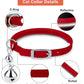 OOPSDOGGY Rolled Leather Cat Collar with Bell, Reflective Kitten Collars with Buckle Include Safety Elastic Strap - Adjustable Small Pet Collars for Boy Girl Cats (Red)
