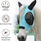 Horse Fly Mask with Ears - Large Eye Space for Full Vision, Breathable Stretch Comfort Fit, UV Protection, Forelock Opening, Easy Pull-On Paleblue Cob