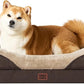 EHEYCIGA Memory Foam Dog Bed for Medium Size, Orthopedic Dog Sofa with Sides and Waterproof Liner, Washable Bolster Pet Couch with Removable Cover, 35x22x6.5 Inch, Brown