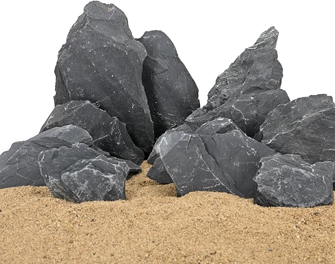 Natural Slate Stone Rocks 2 to 4 inch Aquariums Stone for Aquascaping,Terrariums,Reptile Enclosures,Paludariums, and Gardens-5lb