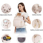 OFY Cat Carrier Puffy Backpack Breathable Small Dog Front Backpack Large Space for Small Dogs, Drawstring & Water-Resisant Pet Bag for Travel Hiking, Beige Gray Patent Pending