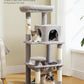 Cat Tree for Indoor Cats, 45.7" Multi-Level Cat Tower with Large Metal Frame Hammock, Cat Condo with 4 Scratching Posts and Top Perch for Small Medium Kitty, Grey