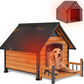 AIVITUVIN Outdoor Dog House Insulated Liner with Anti-Chewing Iron Surround Dog Kennel Dog Shelter Weatherproof (Brown, 45" D x 32.9" W x 32.6" H)