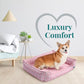 Orthopedic Bolster Dog Bed – CertiPUR-US Foam, Recycled Polyester Canvas, Washable Cover, Anti-Slip Bottom, Small, Pink Check – Stylish Designer Dog Sofa
