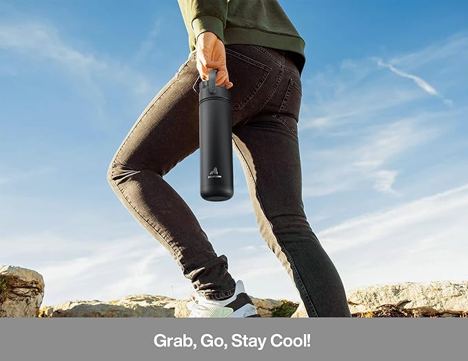 26 oz Insulated Water Bottle with 2-in-1 Straw and Spout Lid, Keep Cold 24H, Leak-Proof, Fits in Car Cup Holder, Stainless Steel Water Bottle for Sports, Travel, and School (Polar)