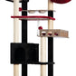 Cat Tree with Tunnel, Cat Tower for Indoor Cats, Tall Gothic Cat Tree Tower with Cat Condo, Food Station, Large Platform, Scratching Posts, Hammock, Black and Red GCT021BR