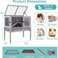 Guinea Pig Cage with Wooden Stand,Indoor Rabbit Hutch with 2 Stories,Hamster Cage with Anti Chew Ramp,Hideout, Platform, Pull Out Tray (Grey)