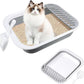 Cat Litter Box for Travel, 18"×14" Grey Small Litter Box for Open Foldable Waterproof Litter Pan,Kitty Litter Box Easy to Clean and Assemble, Portable Litter Box with Scoop