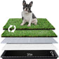 HQ4us Dog Grass Pad with Tray Medium 31”×21” Dog Litter Box Toilet with 2×Artificial Grass for Dogs with Hemmed Edge, Pee Pads for Dogs, Realistic, Less Stink, Potty for Balcony