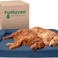 Furhaven Orthopedic Dog Bed for Large Dogs w/ Removable Bolsters & Washable Cover, For Dogs Up to 125 lbs - Quilted Sofa - Navy (Blue), Jumbo Plus/XXL