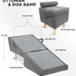 Dog Stairs for Small Dogs and Cats – 2-in-1 Dog Ramp for Bed and Couch, 16.5'' Foldable Wooden Pet Steps, Sturdy Multi-Use Split Ottoman Design, Dark Grey