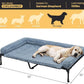 Veehoo Cooling Elevated Dog Bed Add Removable Deluxe Rose Plush Bolster Cushion Mat, 53" x 33" Washable Dog Couch Bed, Raised Pet Cot with Breathable Teslin Mesh, No-Slip Feet, Haze Blue, CWC2439B