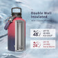 Trebo Insulated Water Bottle 64 oz, Half Gallon Metal Vacuum Water Jug with Paracord Handle and 3 Lids, Leakproof BPA-Free Flask for Gym Sports Hiking Travel, Keep Cold 48 Hours, Ruby Red