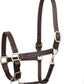 Triple Stitch Leather Horse Halter, Adjustable Design, Fancy Stitching, Solid Brass Hardware